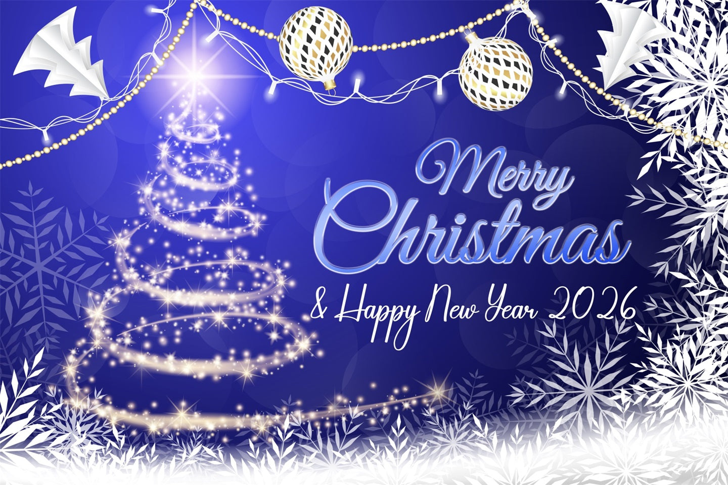 Happy New Year 2026 Backdrop Sparkling Christmas Tree New Year Backdrop UK LXX510-13