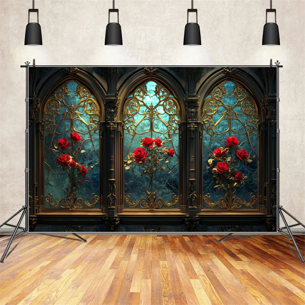Vintage Wall Backdrop Gothic Rose Stained Elegance Victorian Backdrop UK LXX510-134