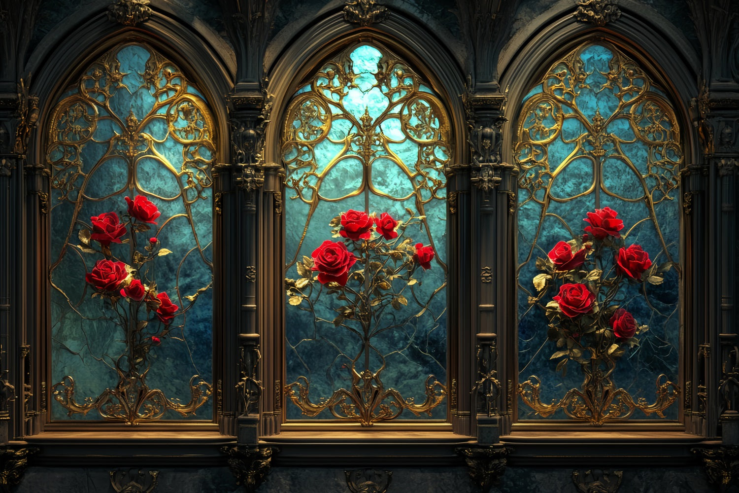 Vintage Wall Backdrop Gothic Rose Stained Elegance Victorian Backdrop UK LXX510-134