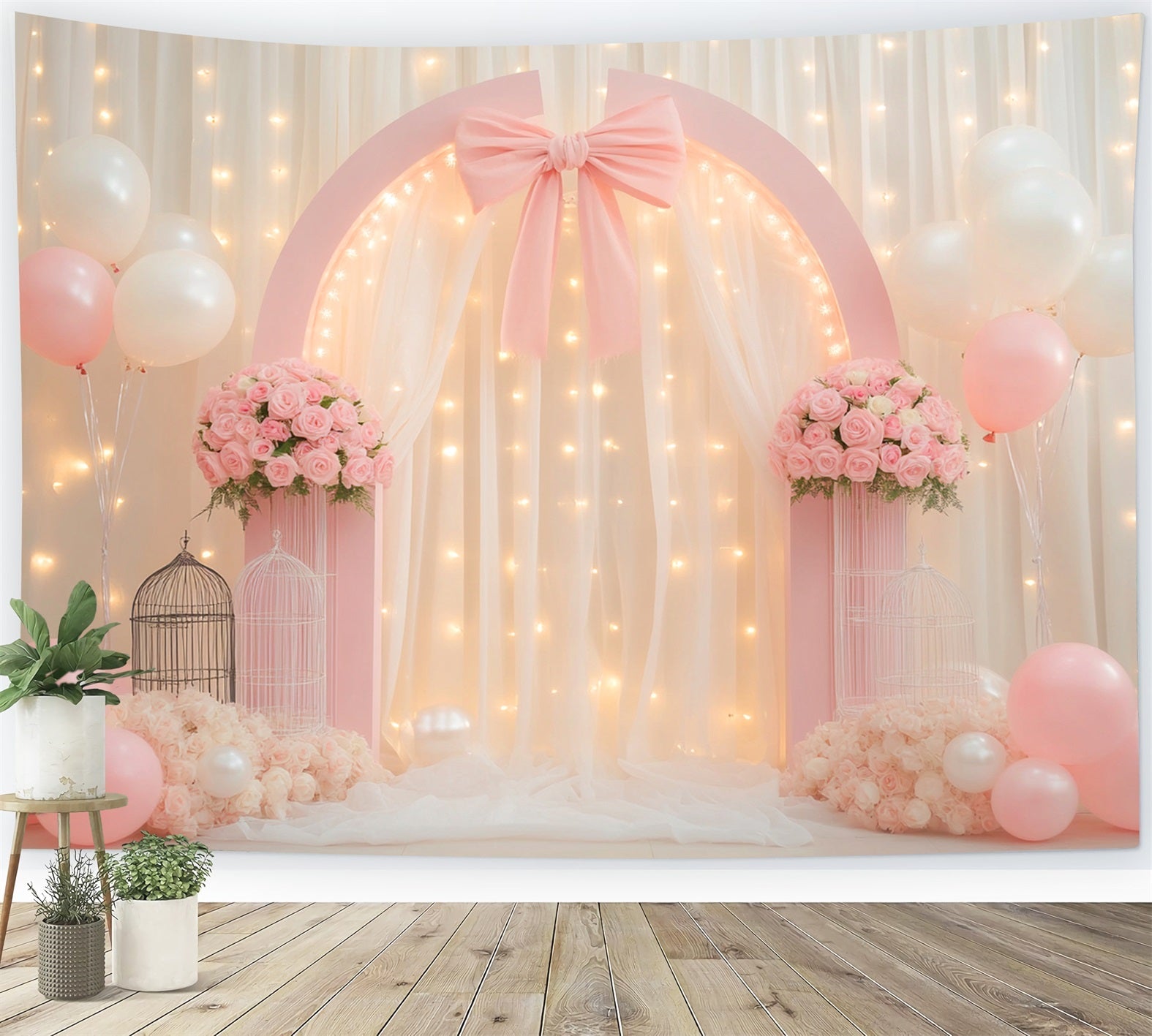 Bow Backdrop Rose Arch Light Elegance Wedding Backdrop UK LXX510-145