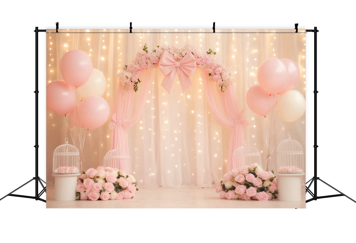 Bow Backdrop Floral Draped Ribbon Charm Wedding Backdrop UK LXX510-146