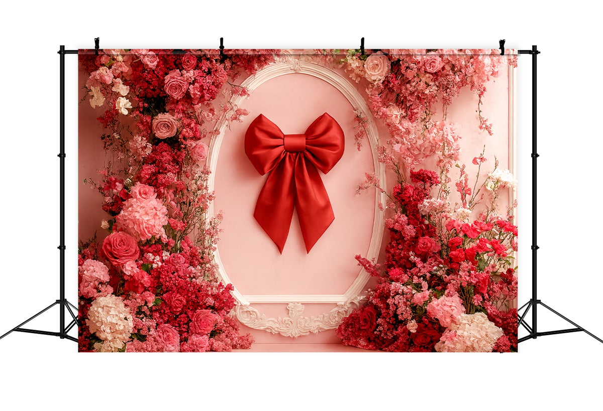 Bow Backdrop Red Bloom Ribbon Frame Floral Backdrop UK LXX510-147