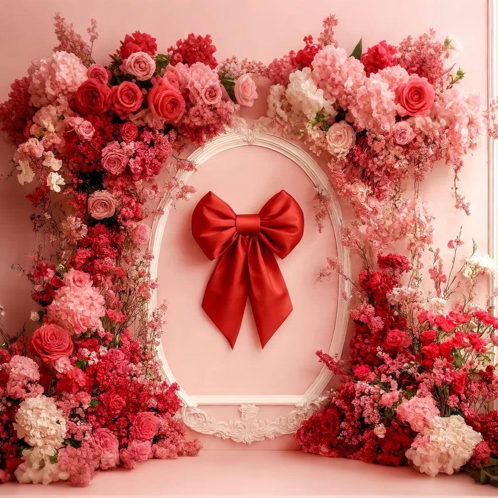 Bow Backdrop Red Bloom Ribbon Frame Floral Backdrop UK LXX510-147