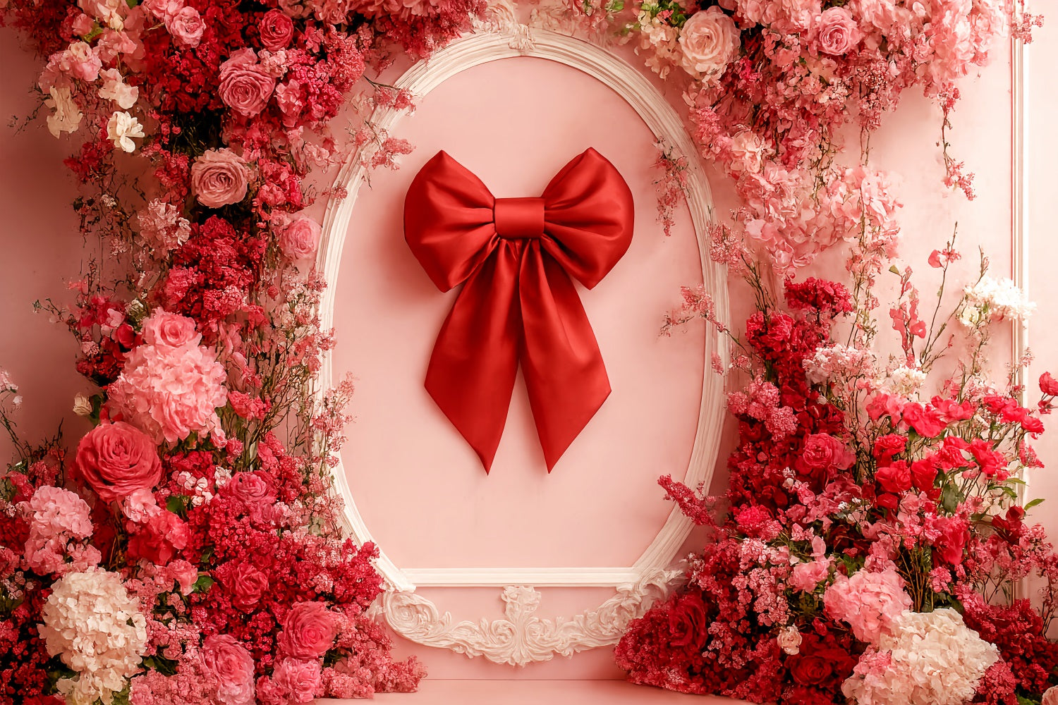 Bow Backdrop Red Bloom Ribbon Frame Floral Backdrop UK LXX510-147