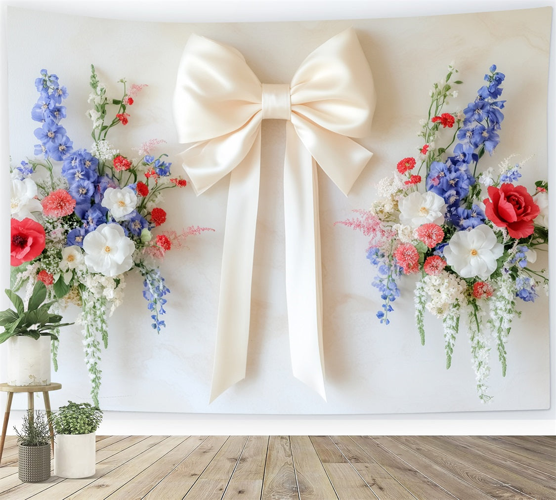 Bow Backdrop Ivory Ribbon Floral Harmony Flower Photo Backdrop UK LXX510-148