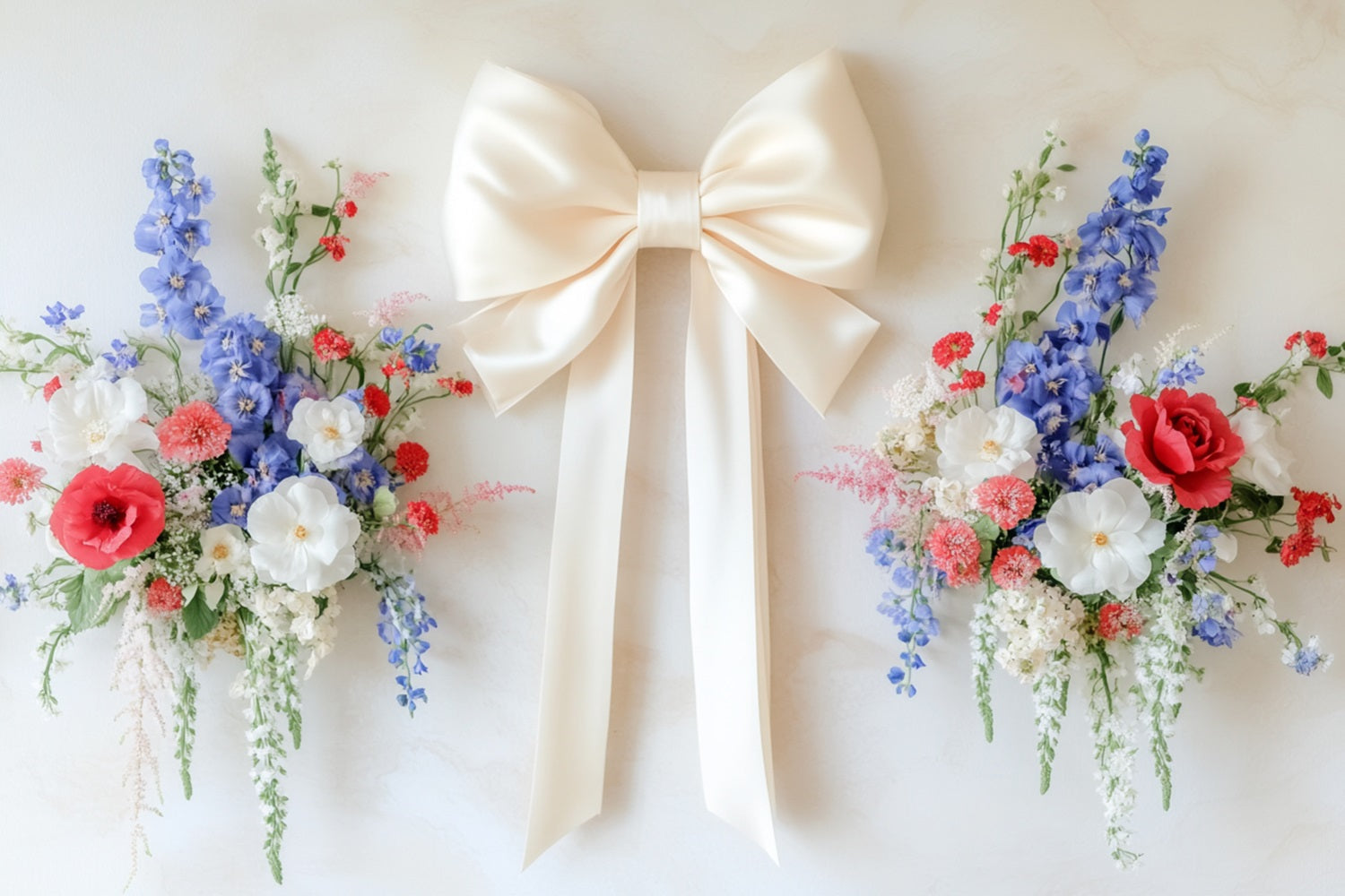Bow Backdrop Ivory Ribbon Floral Harmony Flower Photo Backdrop UK LXX510-148