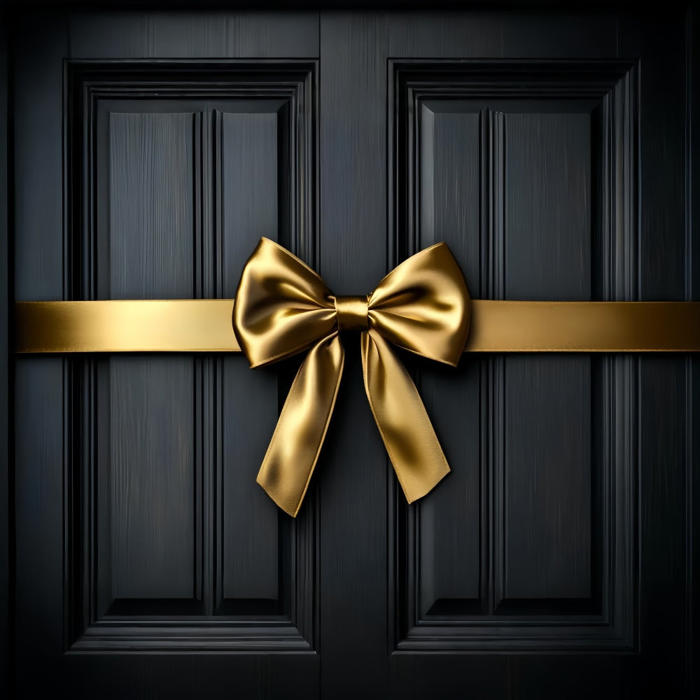 Large Bow Backdrop Golden Ribbon Luxury Texture Christmas Backdrop UK LXX510-157
