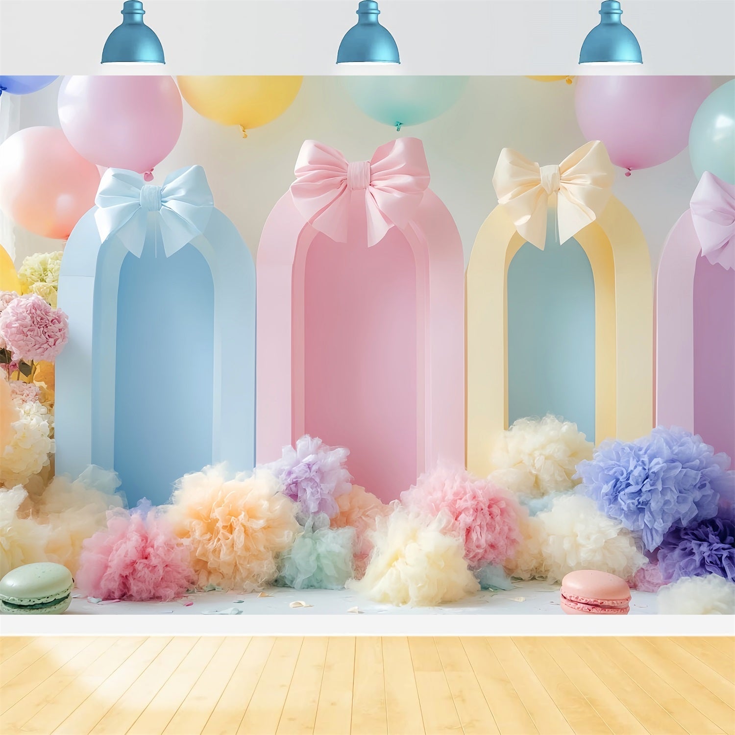 Bow Backdrops Pastel Balloons Colorful Arches Cake Smash Birthday UK LXX510-163