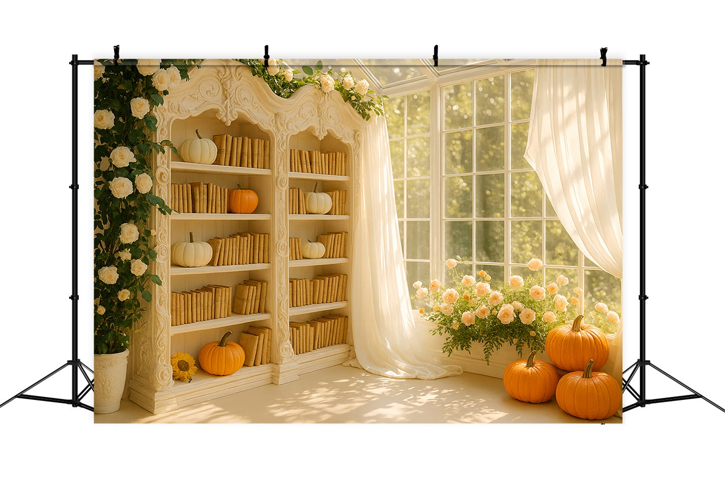 Pumpkin Backdrop Golden Library Pumpkin Glow Thanksgiving Backdrop Ideas UK LXX510-21