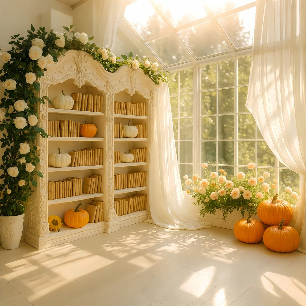 Pumpkin Backdrop Golden Library Pumpkin Glow Thanksgiving Backdrop Ideas UK LXX510-21
