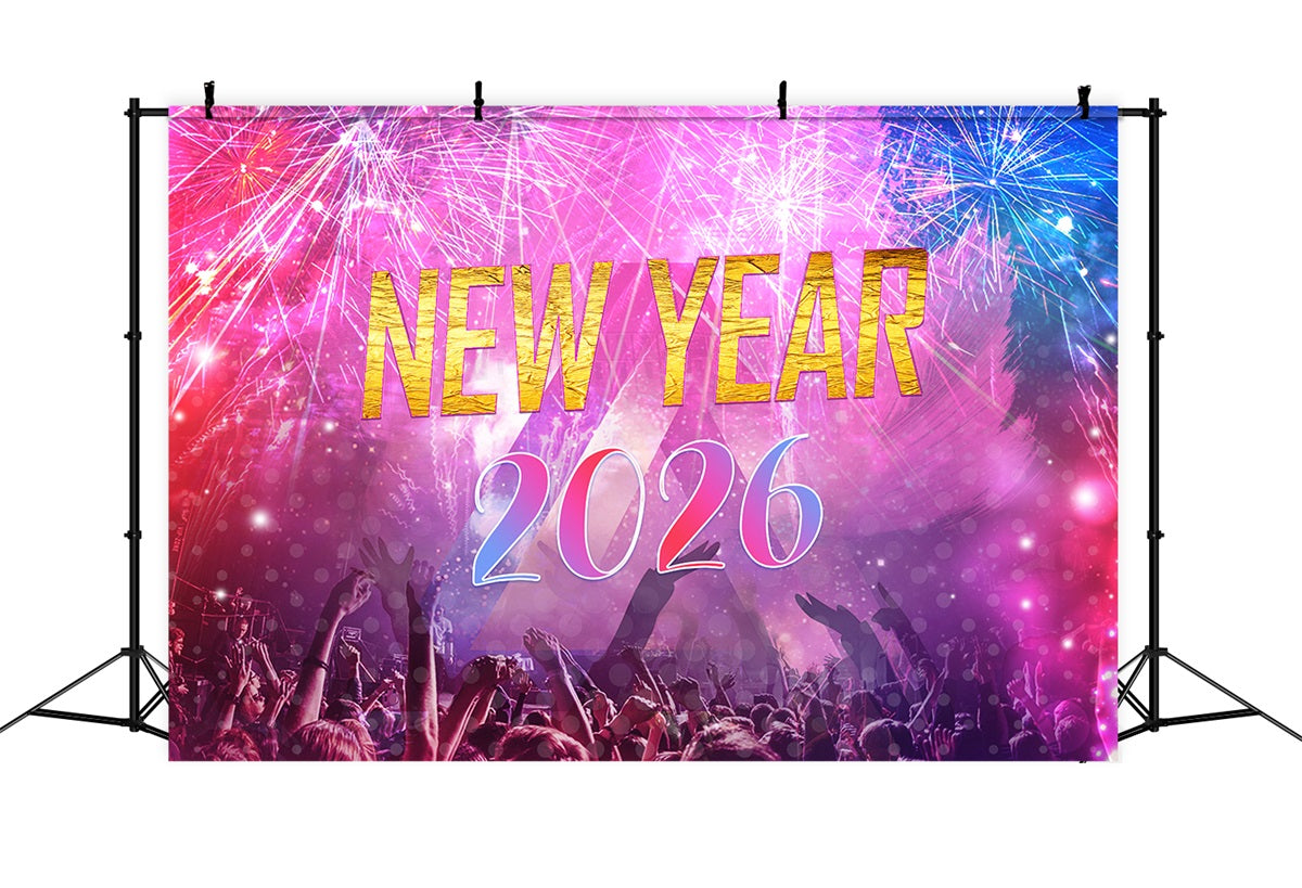 New Year Backdrop Vibrant Fireworks Party Crowd Happy New Years Backdrop UK LXX510-3
