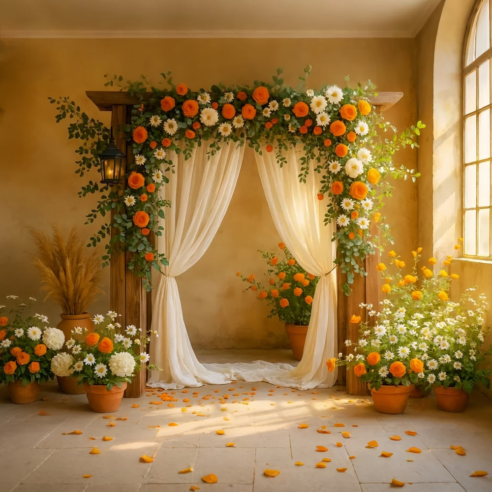Fall Flower Backdrop Floral Arch Autumn Romance Thanksgiving Backdrops UK LXX510-32