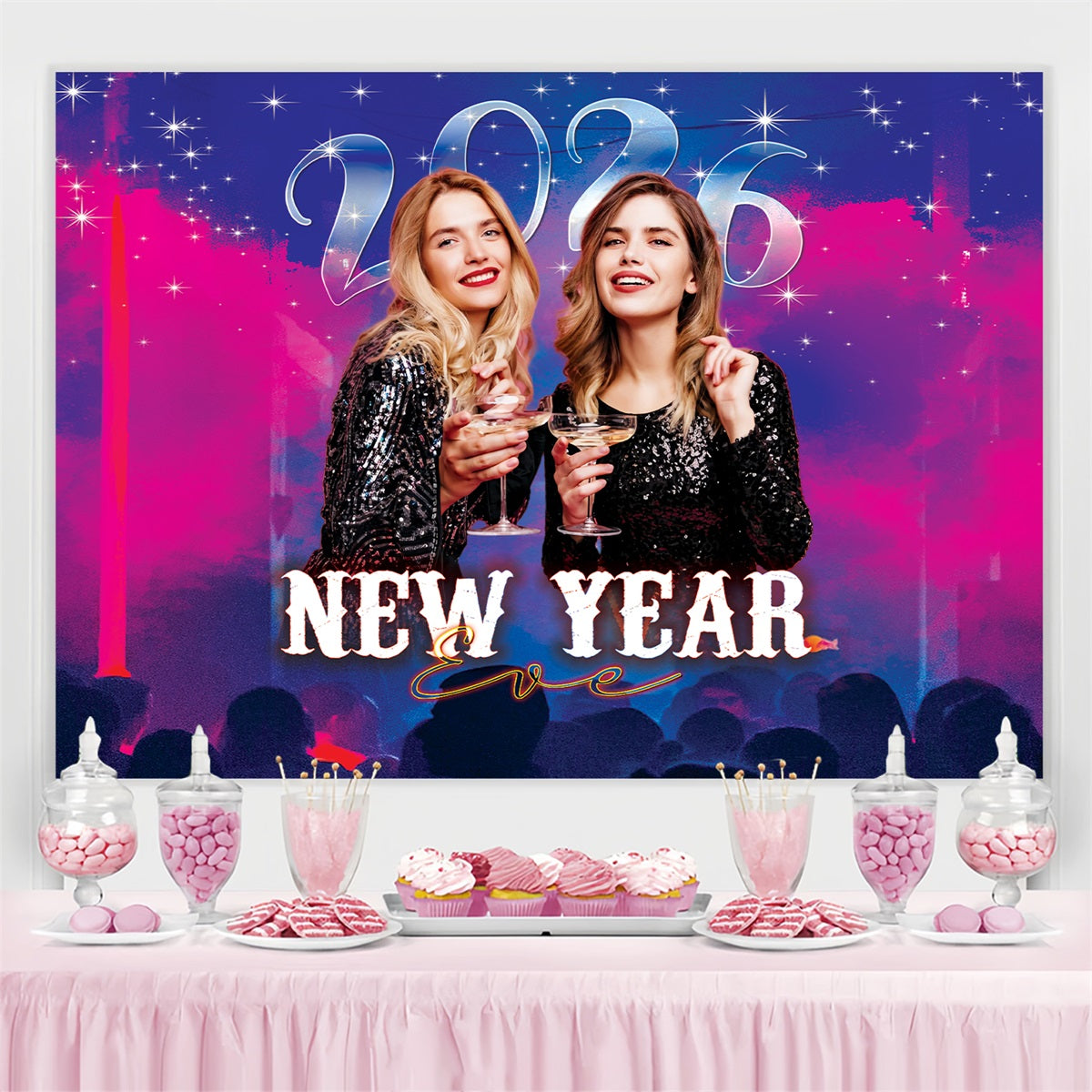 Happy New Year Backdrop Celebration Toast Night Personalized New Year Backdrop UK LXX510-4