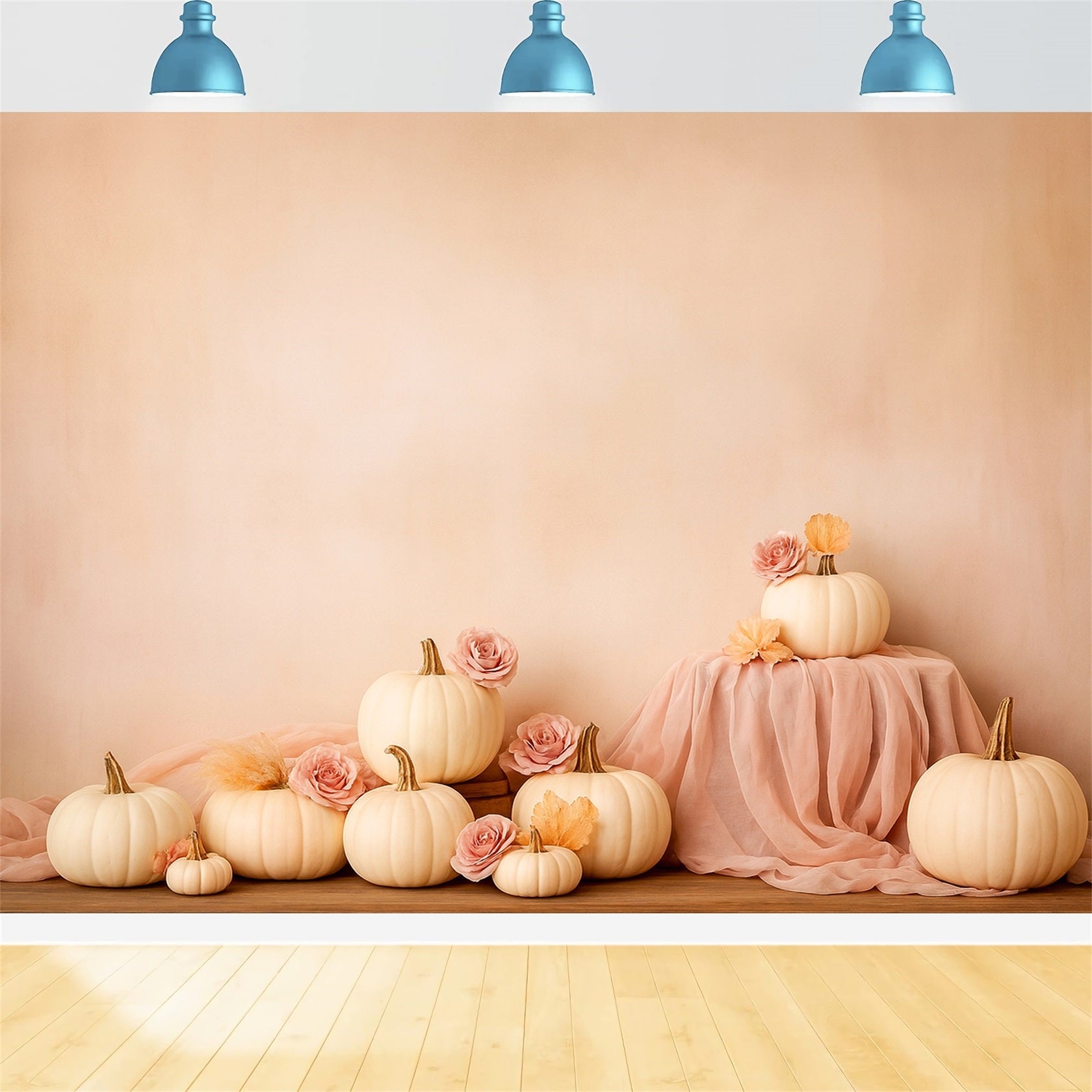 Pumpkin Backdrop Soft Pumpkin Rose Elegance Thanksgiving Backdrops UK LXX510-44