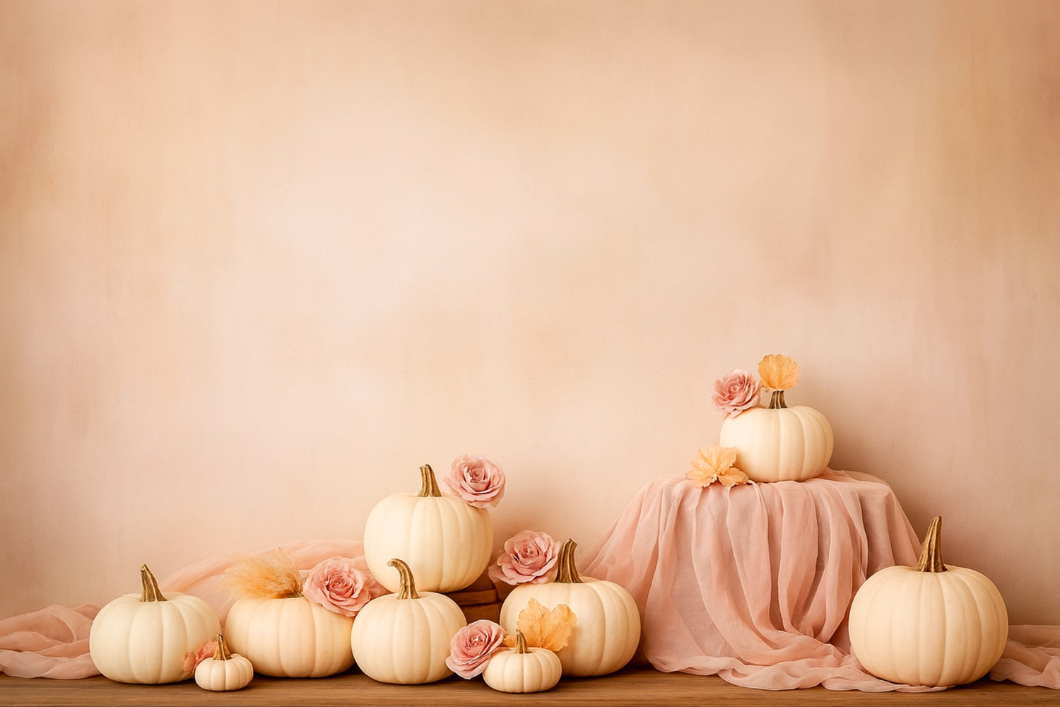 Pumpkin Backdrop Soft Pumpkin Rose Elegance Thanksgiving Backdrops UK LXX510-44