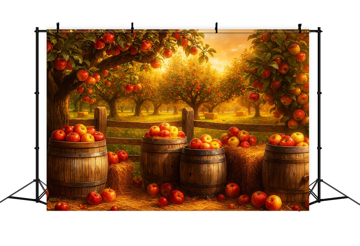 Farm Backdrop Apple Orchard Golden Harvest Thanksgiving Backdrops UK LXX510-50