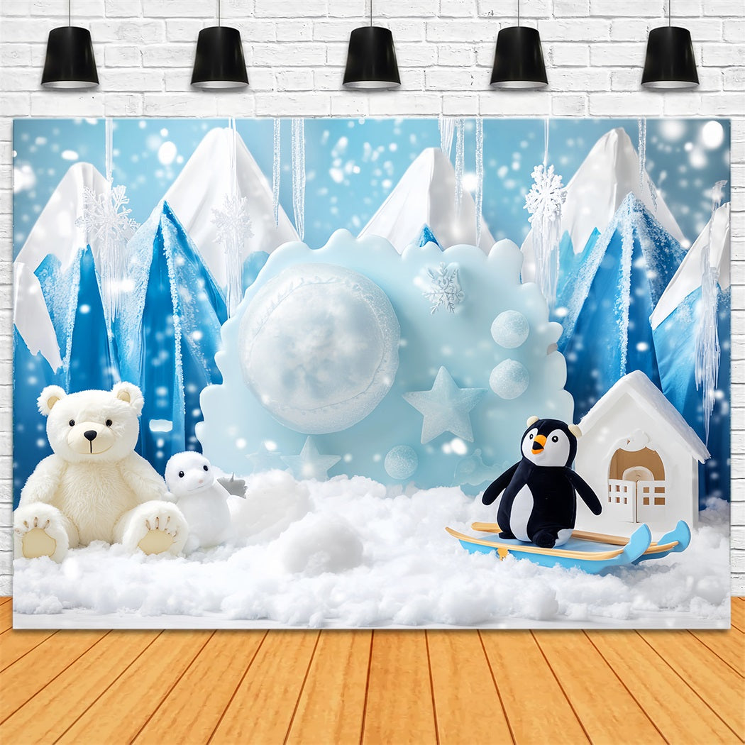 Snowflake Photo Backdrop Arctic Friends Frosty Adventure Winter Backdrops UK LXX510-53