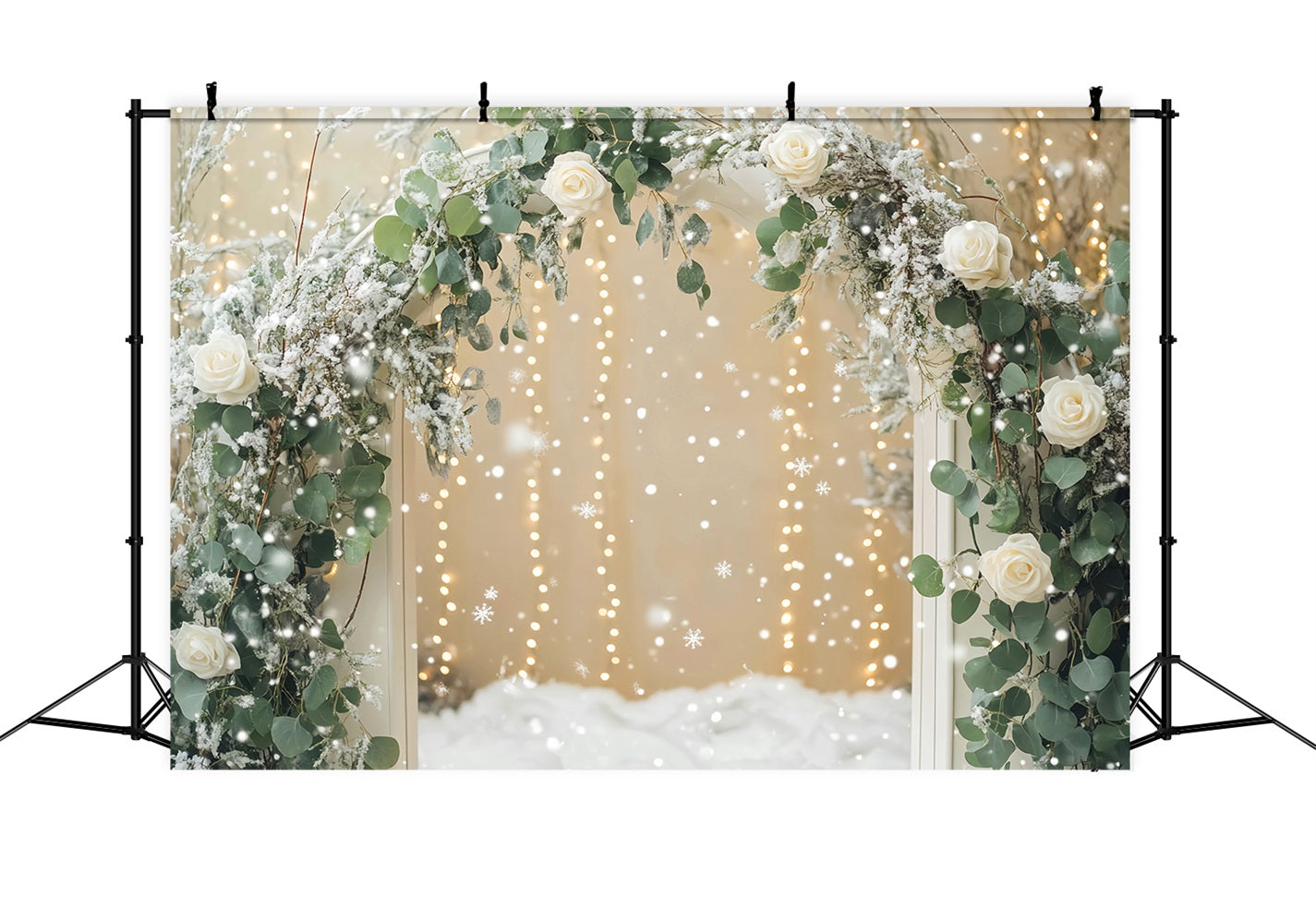 Snowflake Backdrops Winter Roses Frosted Archway Winter Photo Backdrops UK LXX510-55
