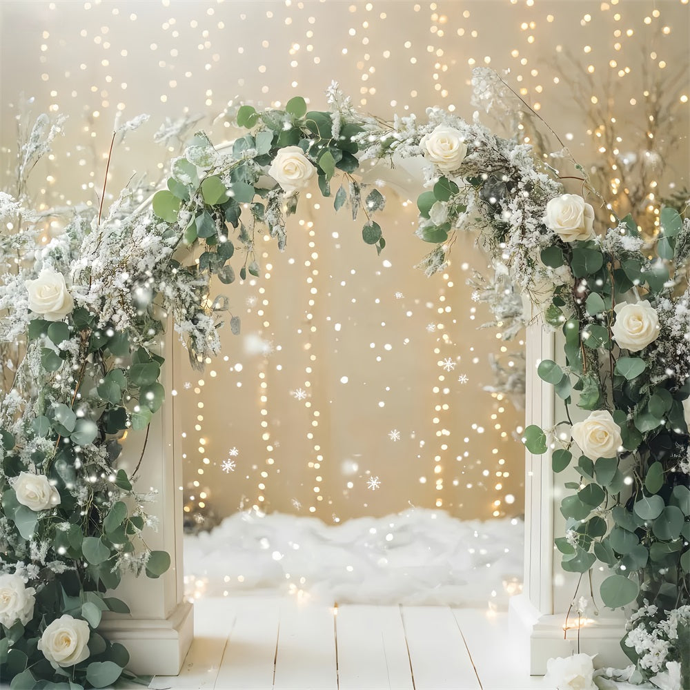 Snowflake Backdrops Winter Roses Frosted Archway Winter Photo Backdrops UK LXX510-55