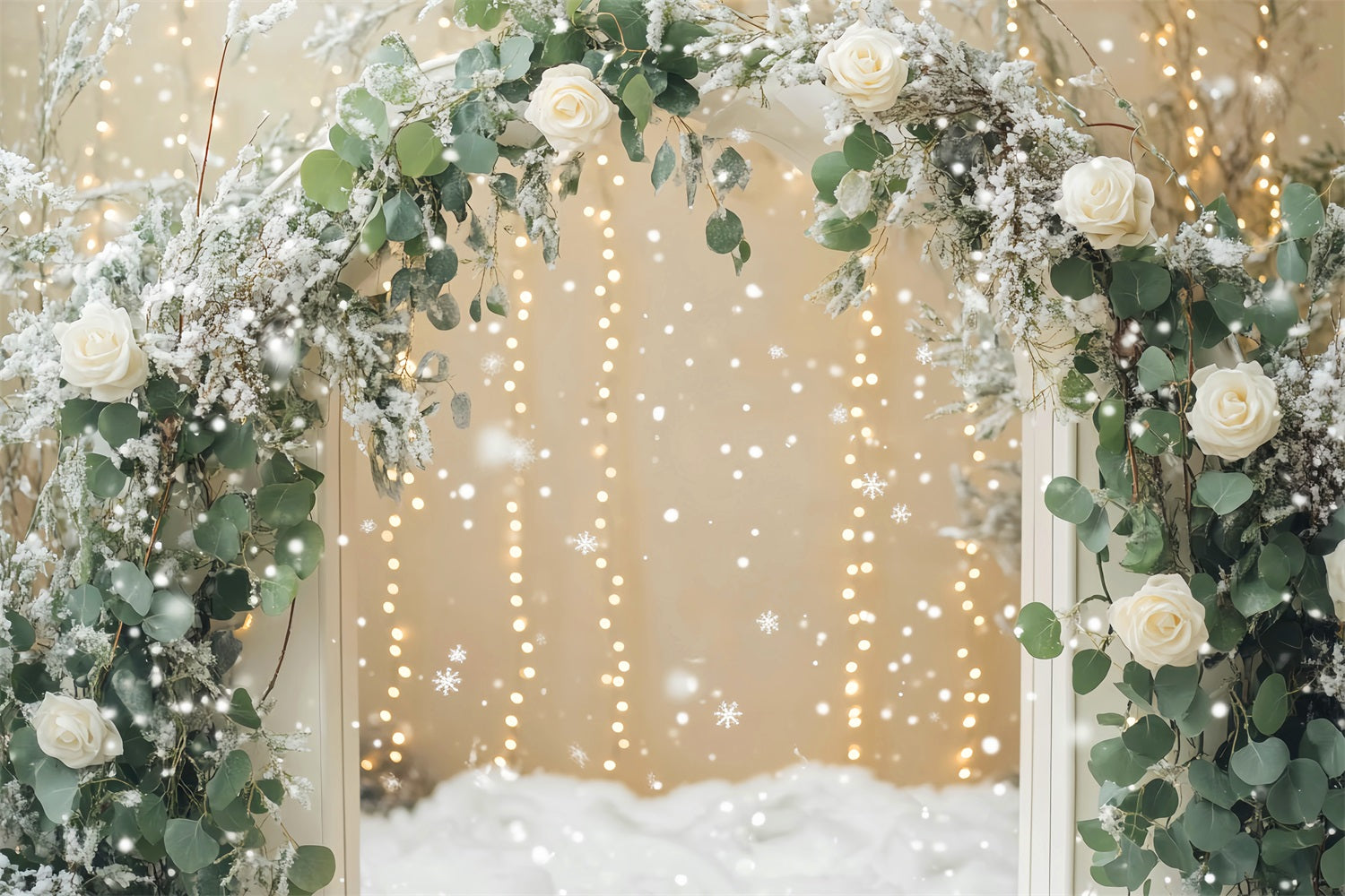 Snowflake Backdrops Winter Roses Frosted Archway Winter Photo Backdrops UK LXX510-55