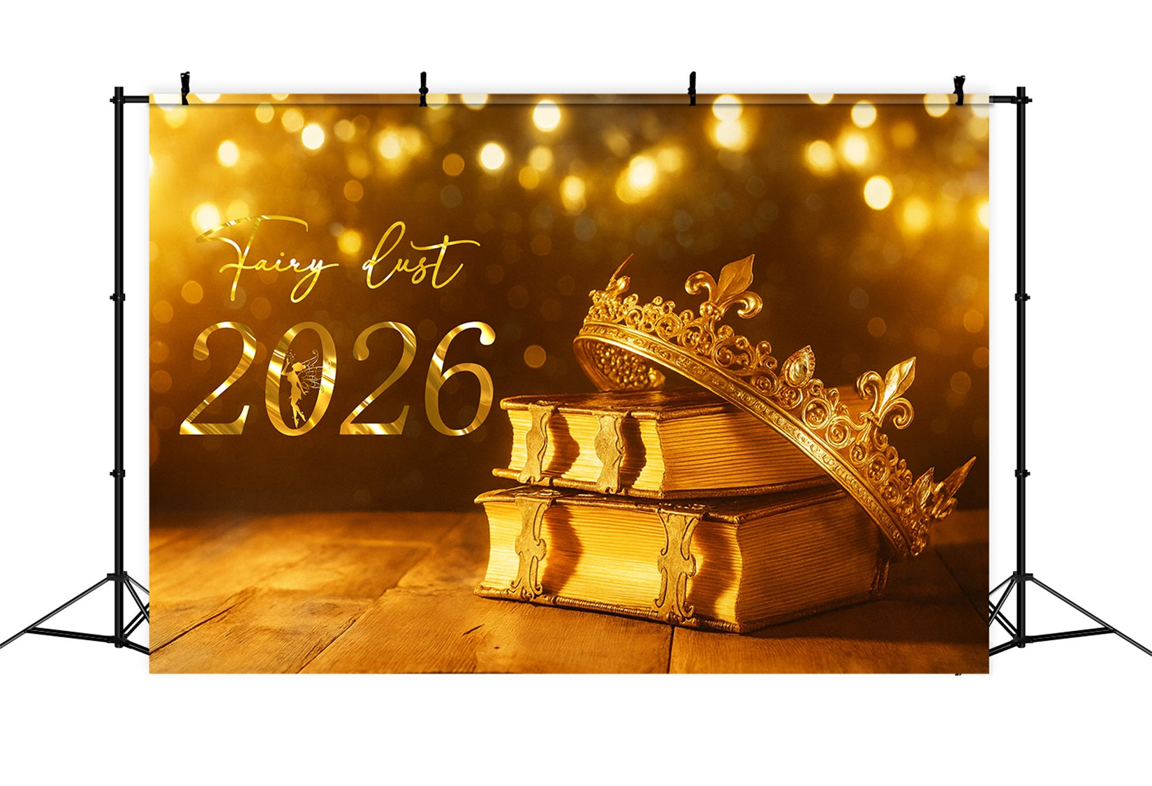 2026 New Year Backdrop Golden Crown Fairy Sparkle New Year Backdrop UK LXX510-6