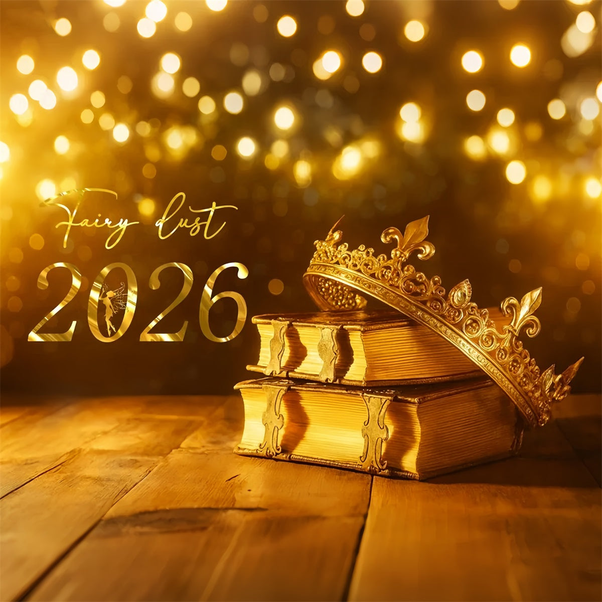 2026 New Year Backdrop Golden Crown Fairy Sparkle New Year Backdrop UK LXX510-6