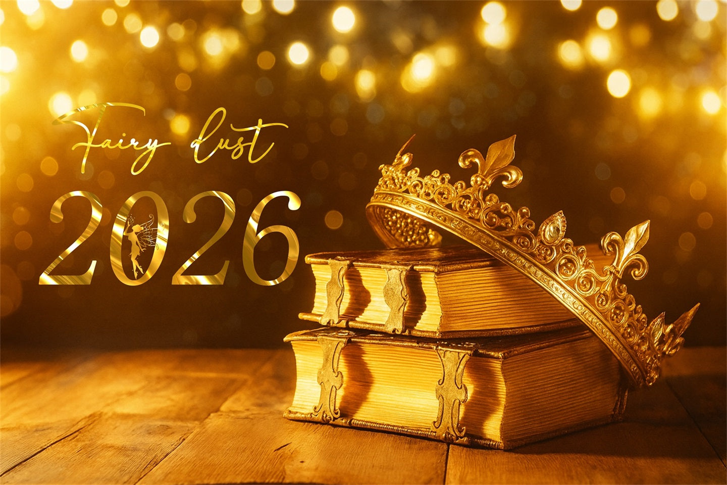 2026 New Year Backdrop Golden Crown Fairy Sparkle New Year Backdrop UK LXX510-6