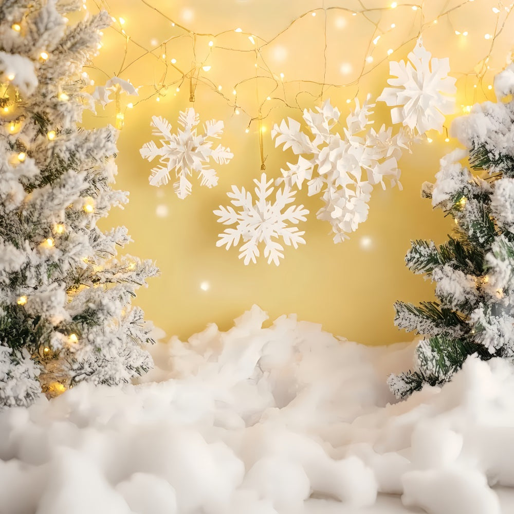 Snowflake Backdrops Golden Glow Snow Forest Winter Backdrop UK LXX510-62