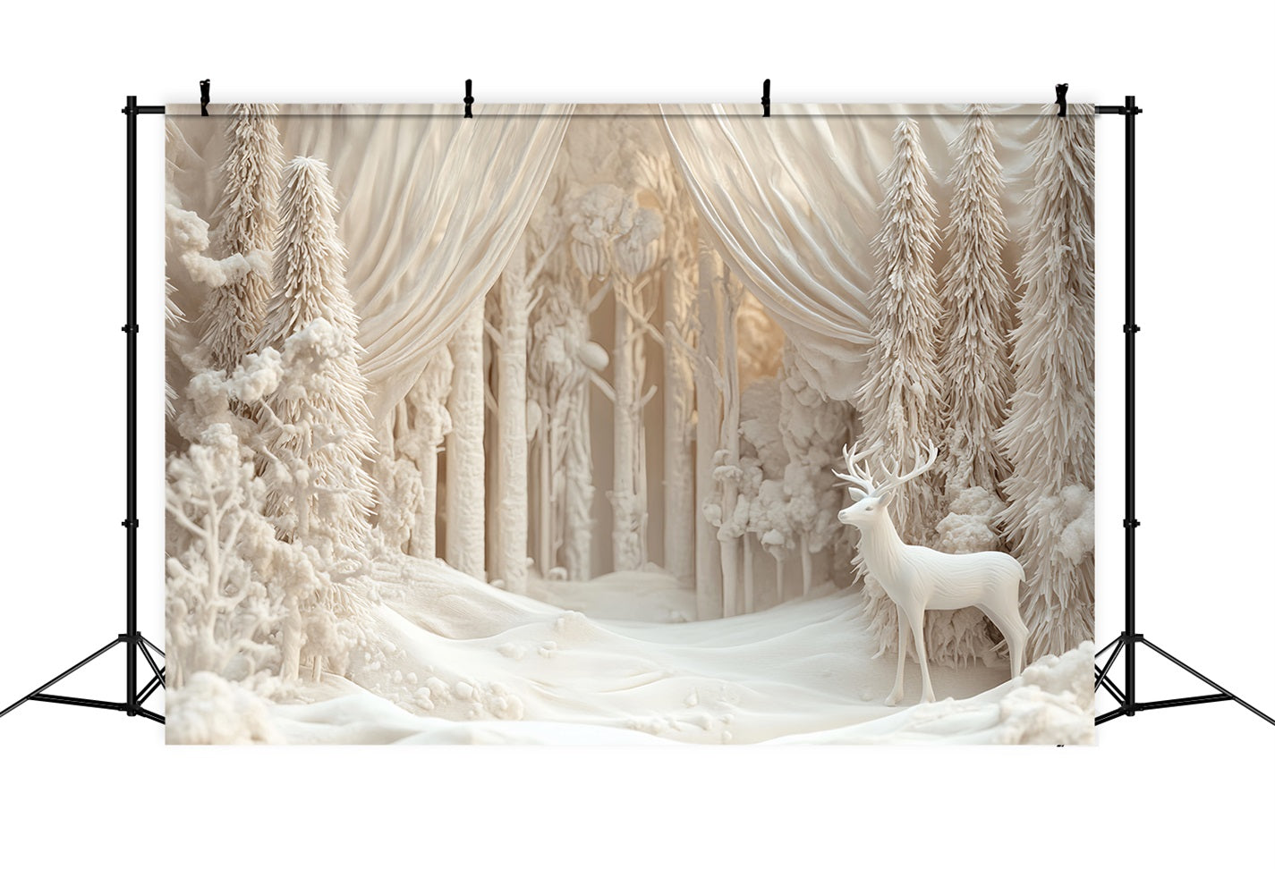 Wonderland Backdrop Ivory Reindeer Winter Forest Winter Backdrops UK LXX510-68