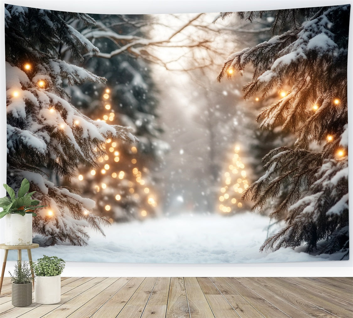 Winter Wonderland Backdrop Snowy Pine Light Pathway Winter Backdrops UK LXX510-76