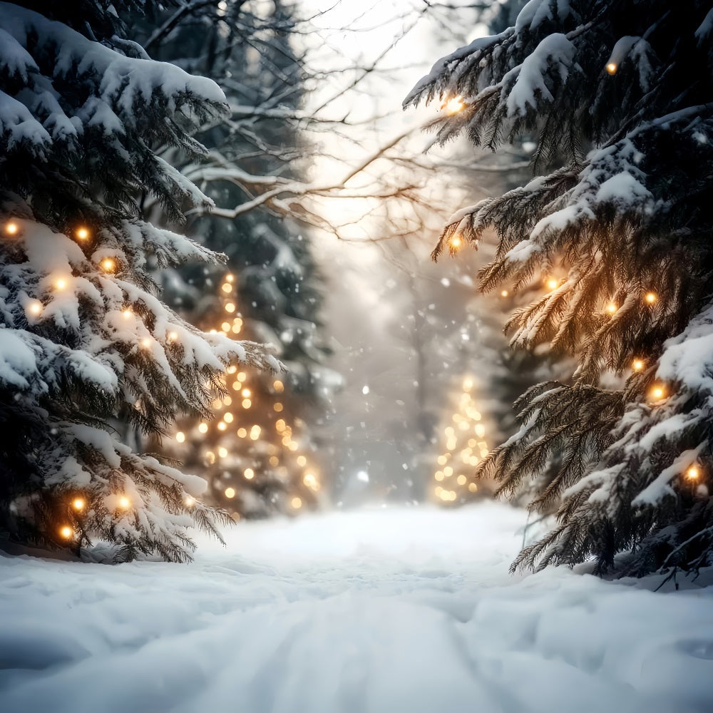 Winter Wonderland Backdrop Snowy Pine Light Pathway Winter Backdrops UK LXX510-76