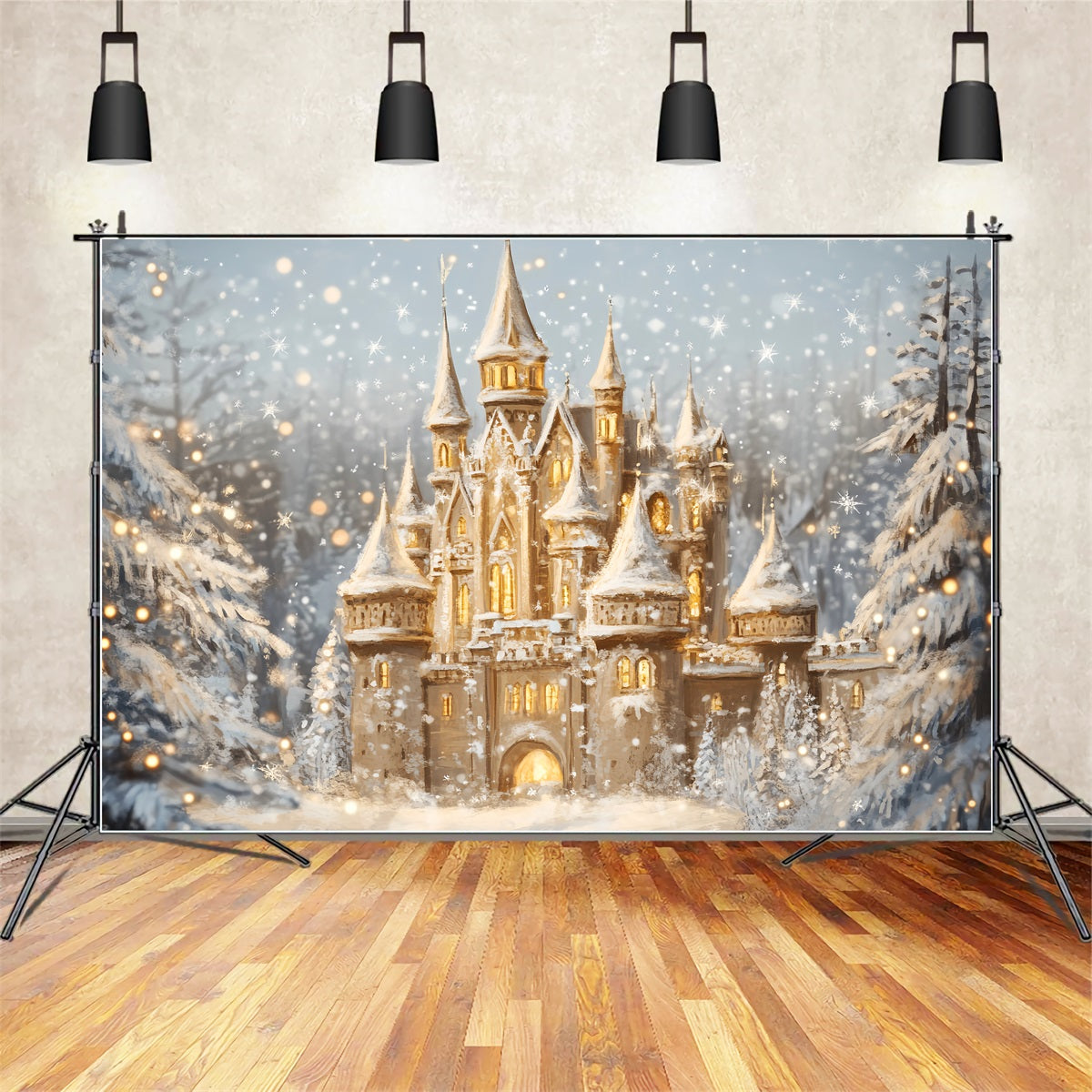 Winter Wonderland Backdrop Cozy Castle Snow Glow Winter Backdrops UK LXX510-78