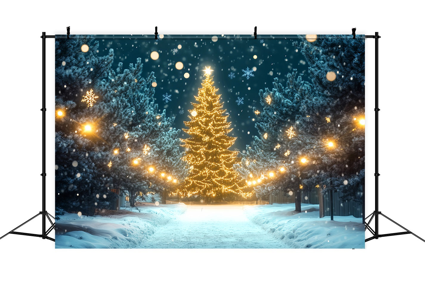 Winter Wonderland Backdrop Christmas Tree Light Pathway Winter Backdrops UK LXX510-81