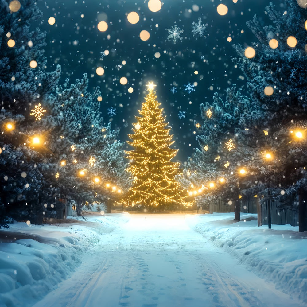 Winter Wonderland Backdrop Christmas Tree Light Pathway Winter Backdrops UK LXX510-81