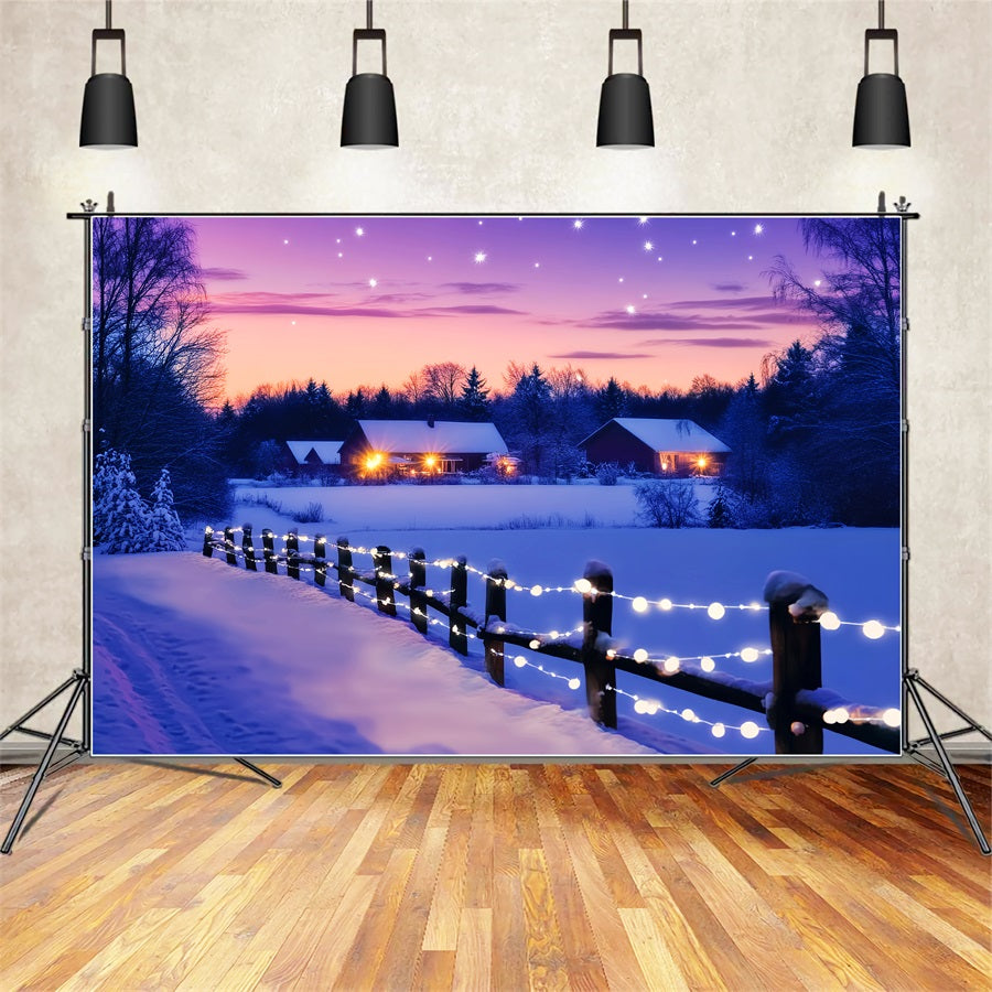 Winter Wonderland Backdrop Twilight Cottage Star Glow Winter Backdrops UK LXX510-88