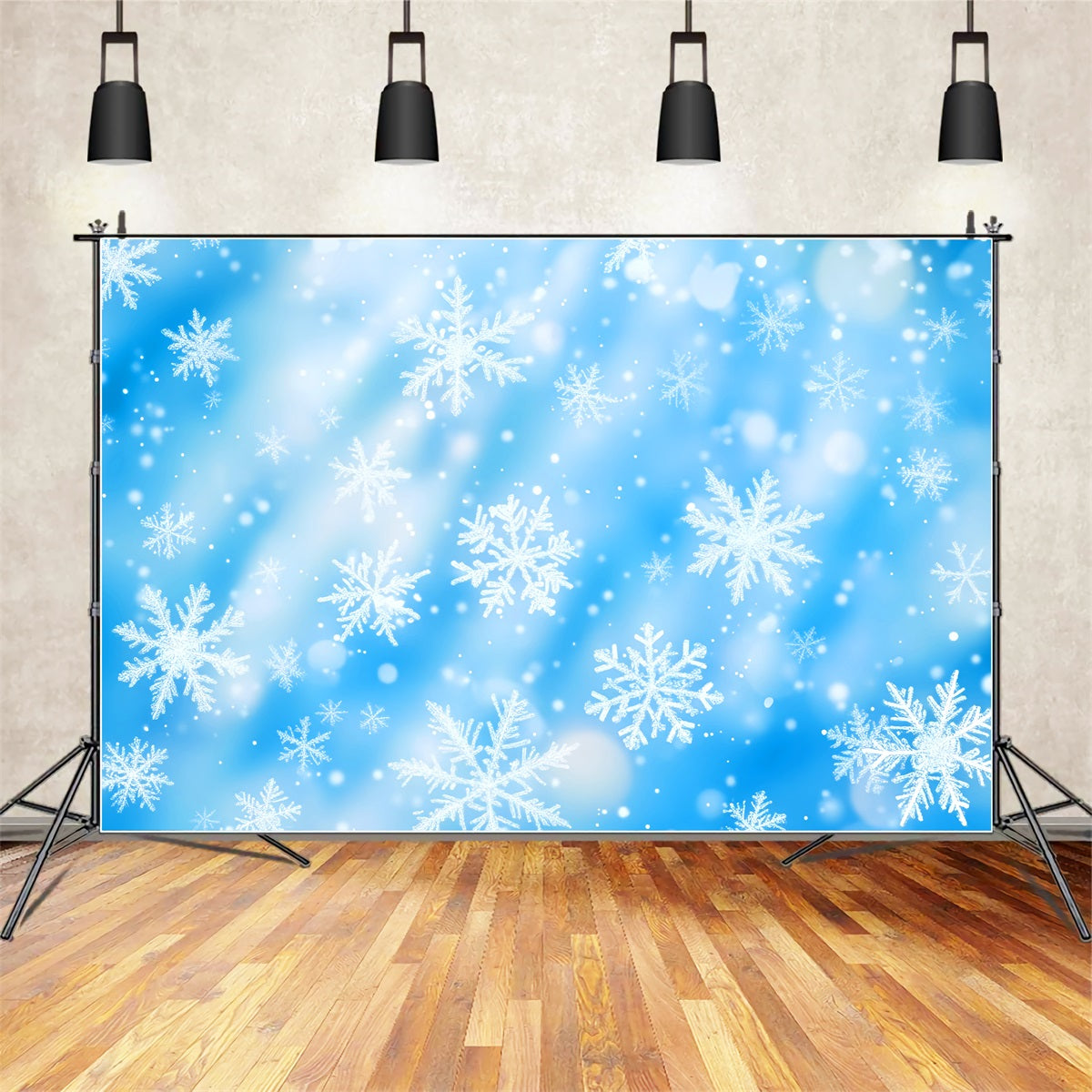 Snowflake Backdrop Blue Crystal Snowflakes Dance Winter Photography Backdrops UK LXX510-91