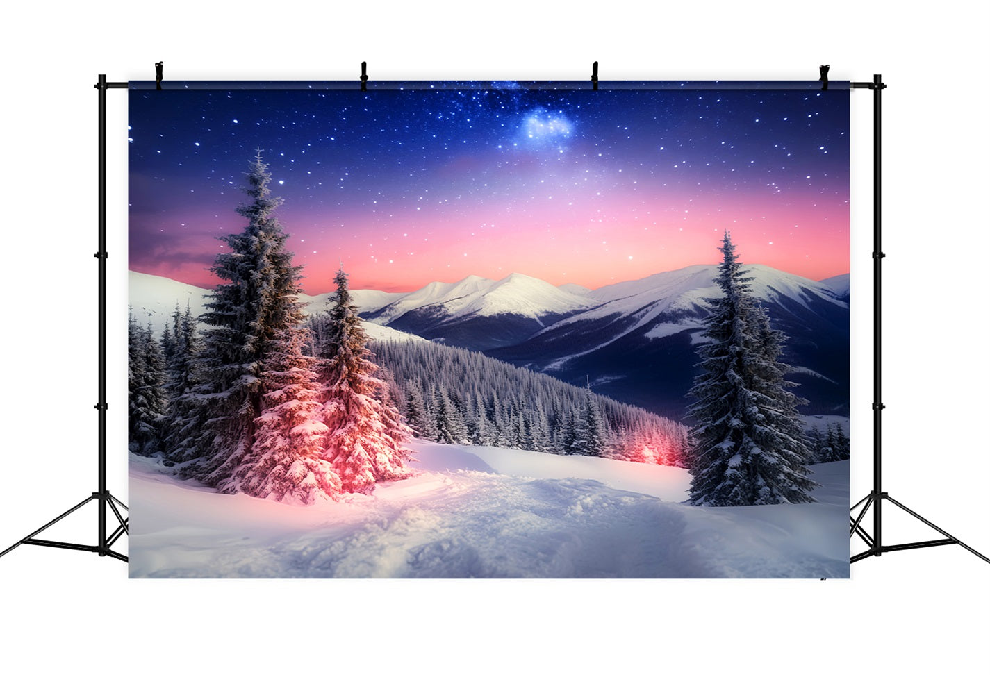 Winter Sky Backdrop Starlit Mountain Winter Glow Winter Backdrop UK LXX510-94