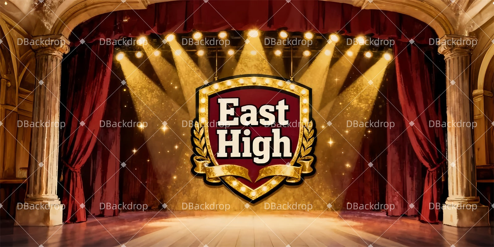 School Dance Backdrop School Emblem Curtain Theater Backdrop UK LXX510-T52