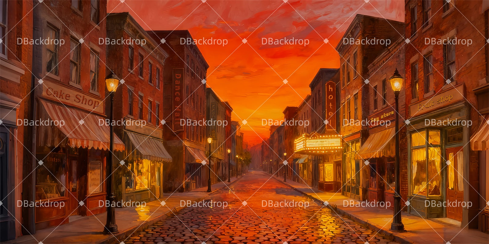 Theater Backdrop Warm Light Town Professional Stage Backdrops UK LXX511-T1