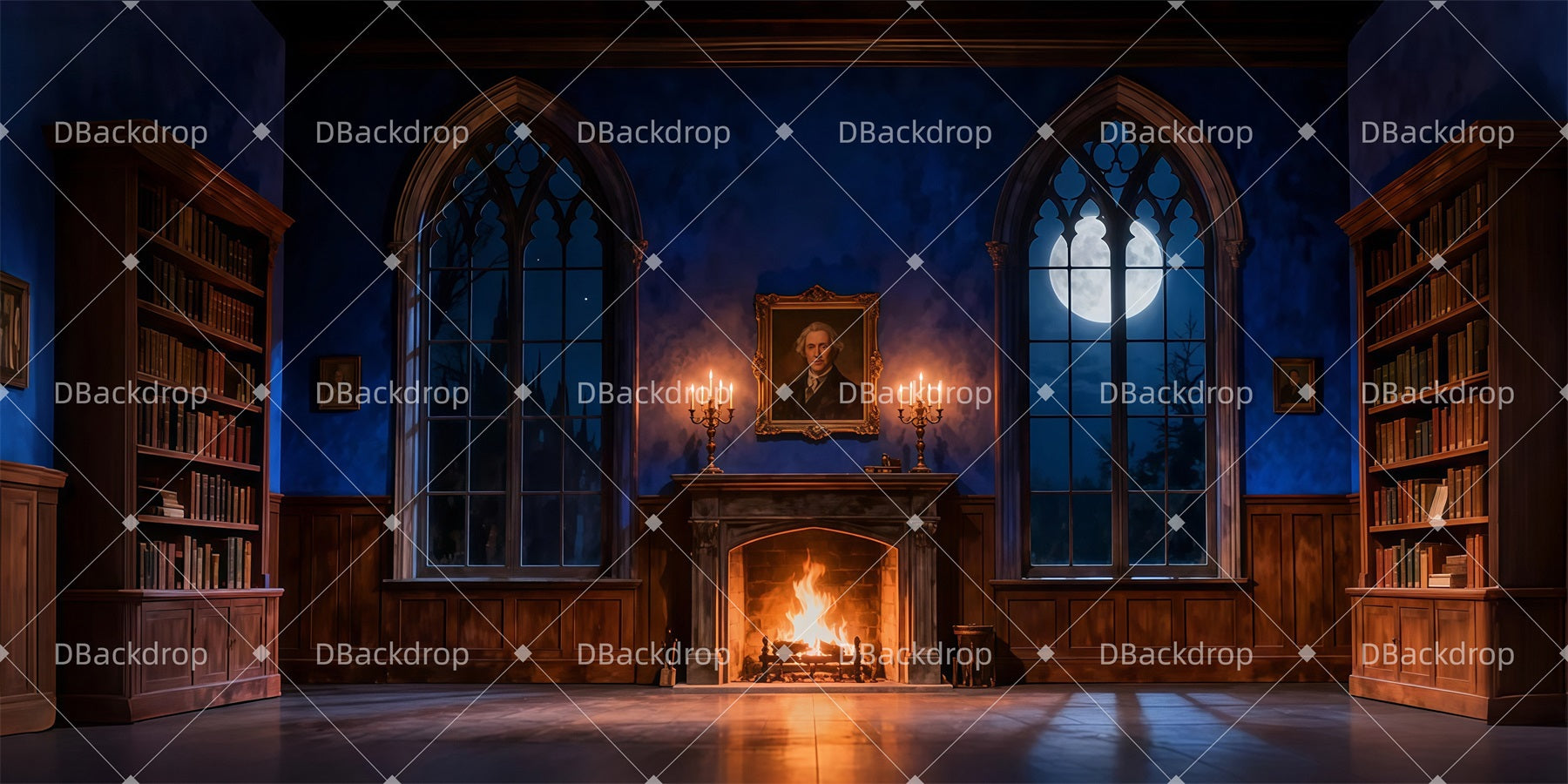 Professional Stage Backdrops Moonlight Library Theater Backdrops UK LXX511-T22
