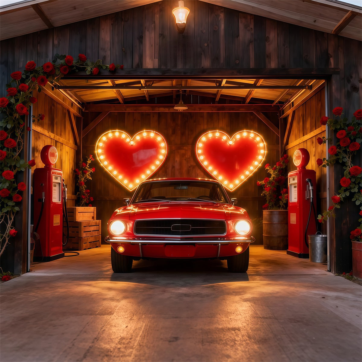 90s Valentine Backdrop Neon Heart Garage Romance Heart Backdrop UK LXX512-152