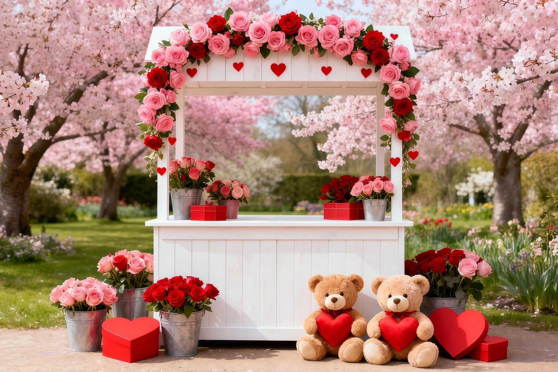 Valentine Backdrop Ideas Cherry Blossom Love Booth Romantic Backdrops UK LXX512-160