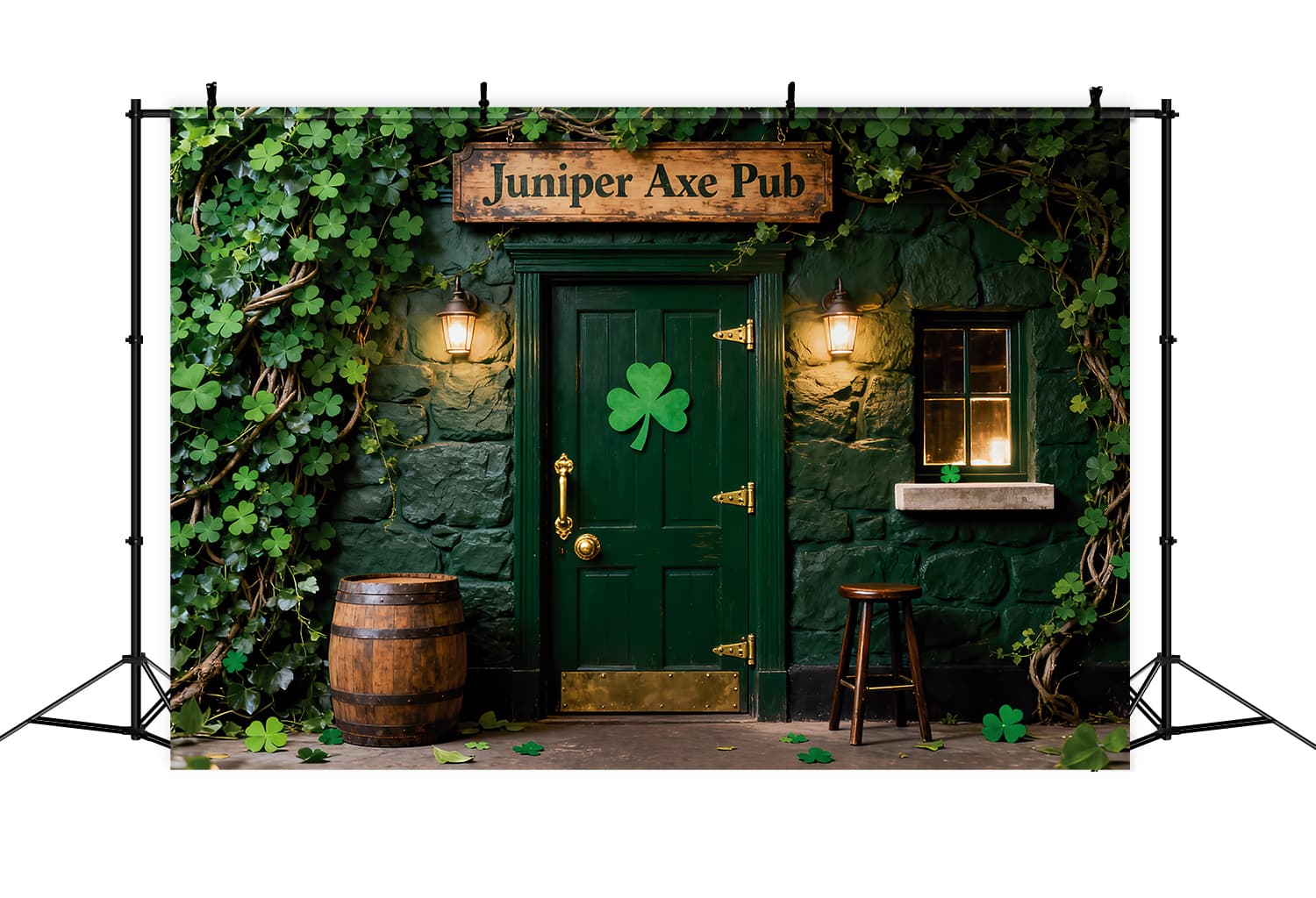 St Patrick's Day Photoshoot Backdrop Juniper Axe Pub Door Irish Backdrop UK LXX512-42