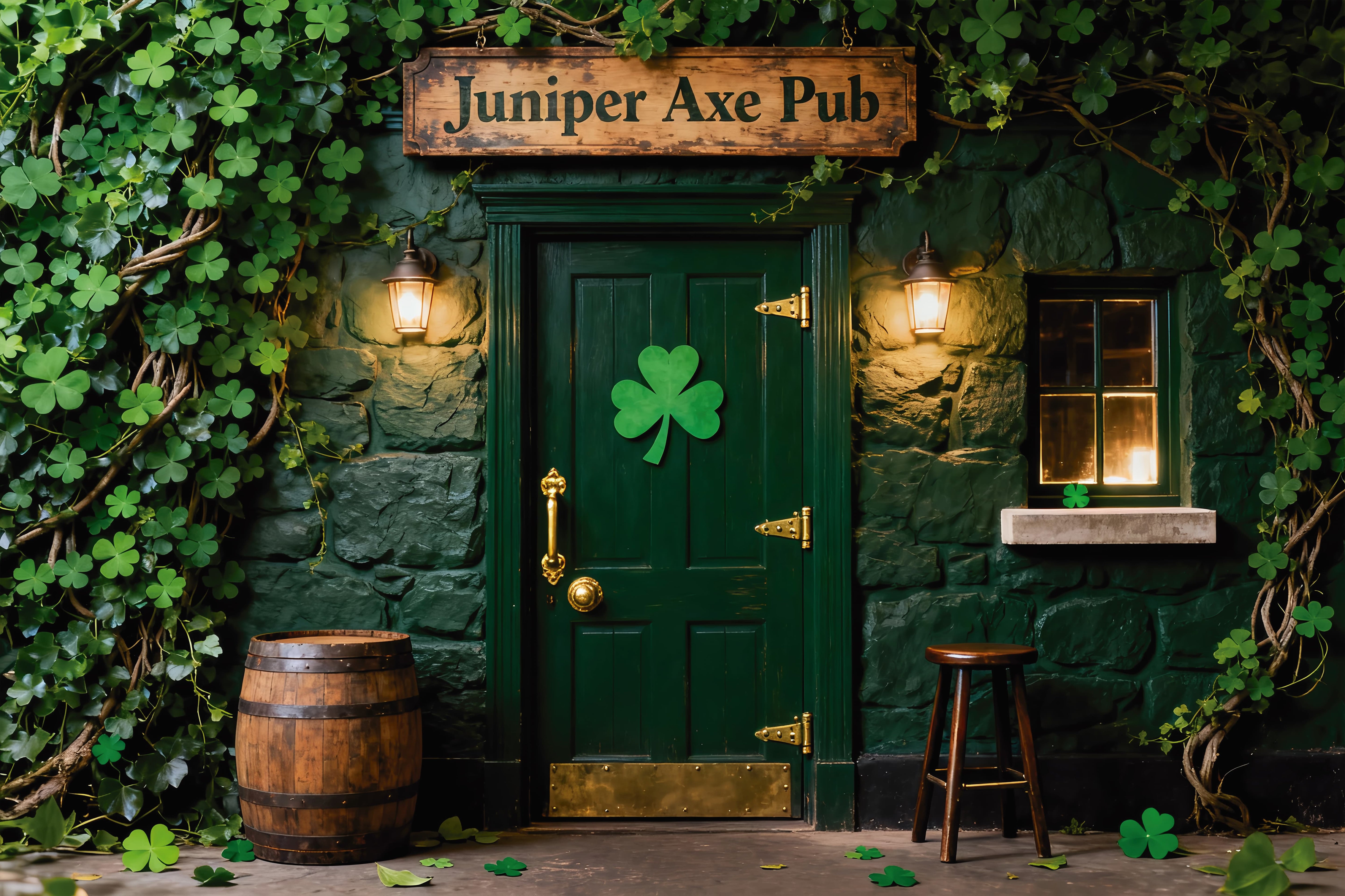 St Patrick's Day Photoshoot Backdrop Juniper Axe Pub Door Irish Backdrop UK LXX512-42