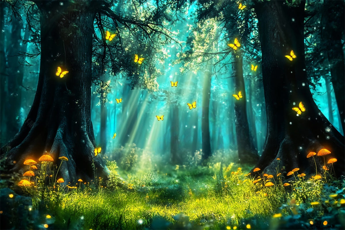 Fantasy Forest Backdrop Glowing Butterfly Haven Backdrop UK LXX57-114