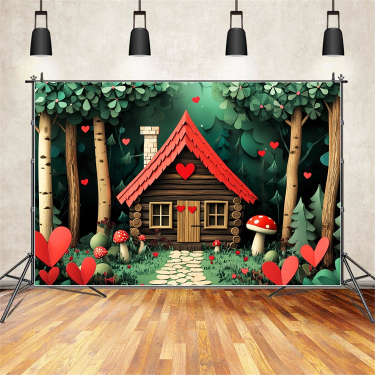Woodland Forest Backdrop Whimsy Heart Cottage Backdrop UK LXX57-122