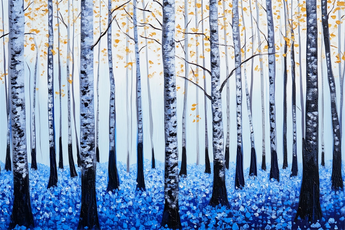 Forest Photo Backdrop Blue Petal Birch Forest Backdrop UK LXX57-127