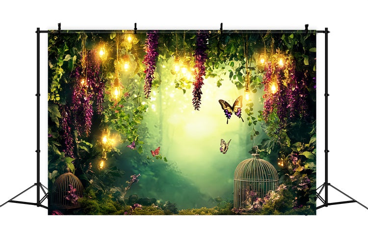 Photo Backdrop Forest Wisteria Glow Butterfly Backdrop UK LXX57-128