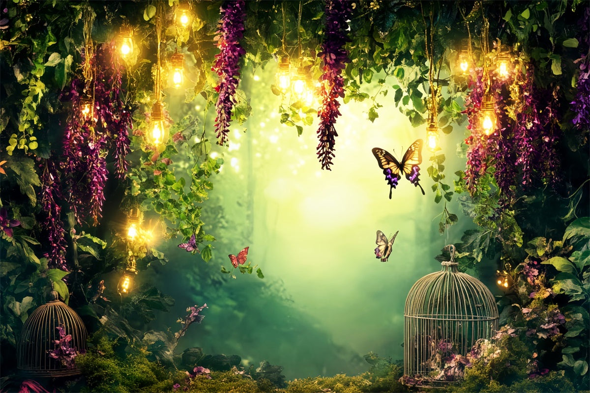 Photo Backdrop Forest Wisteria Glow Butterfly Backdrop UK LXX57-128