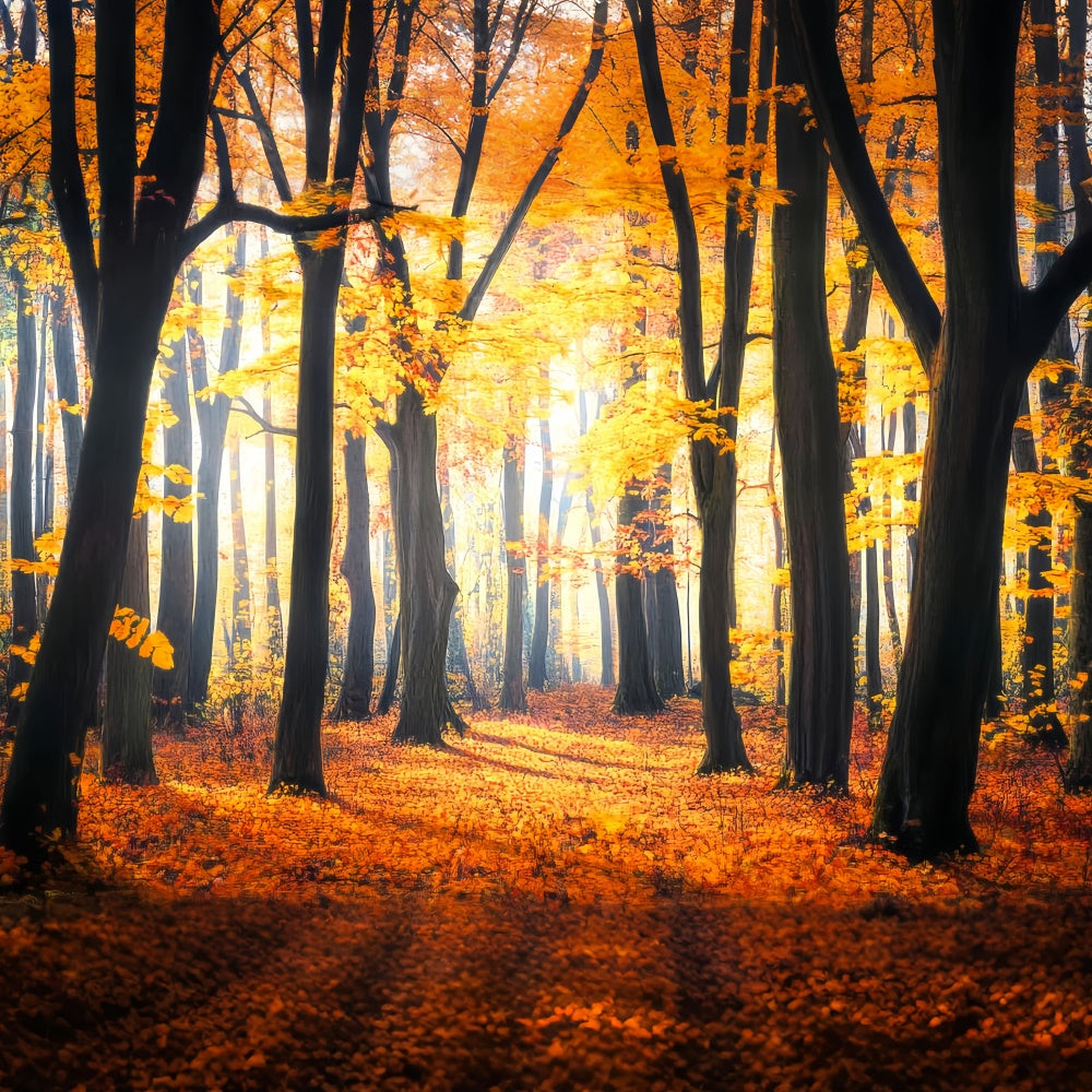 Fall Forest Backdrop Rustic Leaves Woodland Backdrop UK LXX57-149